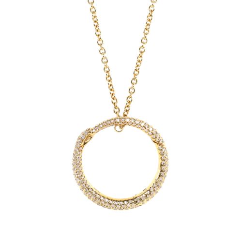 Ouroboros Pendant Necklace 18K Yellow Gold with Diamonds